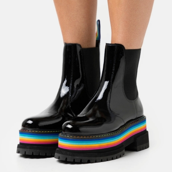 Kurt Geiger Shoes - Kurt Geiger London Birdie Chelsea Chunky Lug Sole Rainbow Platform Combat Boots